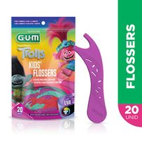 Fio Dental Infantil Gum Trolls Kids Flosser 20 Unidades