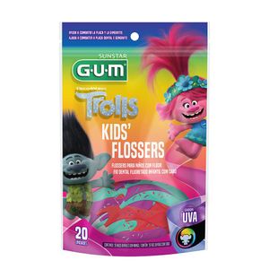 Fio Dental Infantil Gum Trolls Kids Flosser 20 Unidades