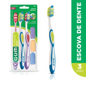 Escova Dental Gum Supreme Max Cores Sortidas 3 Unidades + 3 Capas