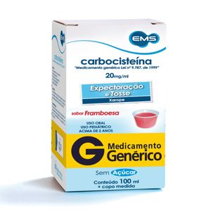 Carbocisteína 20mg Ems Sabor Framboesa Uso Oral Xarope 100ml