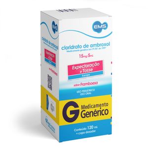 Cloridrato De Ambroxol 15mg/5ml Ems Sabor Framboesa Uso Oral 120ml