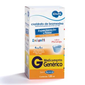 Cloridrato De Bromexina 4mg/5ml Ems Infantil Xarope Sabor Morango 120ml