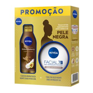Kit Nivea Beleza Radiante Loção Hidratante Corporal Cuidados Intenso 200ml + Creme Uniformizador Hidratante Facial 7 Em 1 - 100g