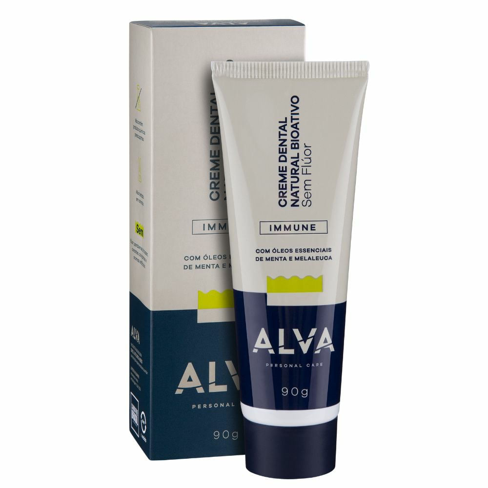 Creme Dental Alva Natural Bioativo Sem Flúor Immune 90g