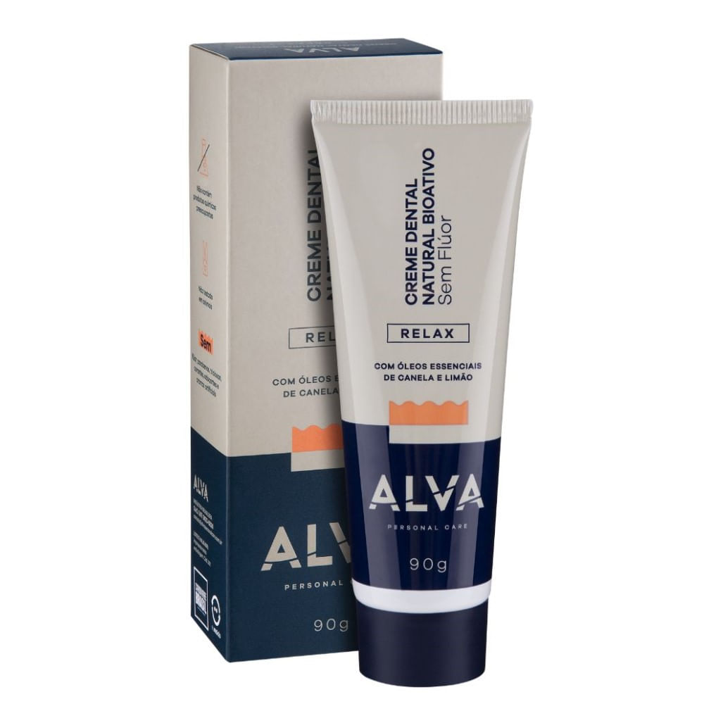 Creme Dental Alva Natural Bioativo Sem Flúor Relax 90g