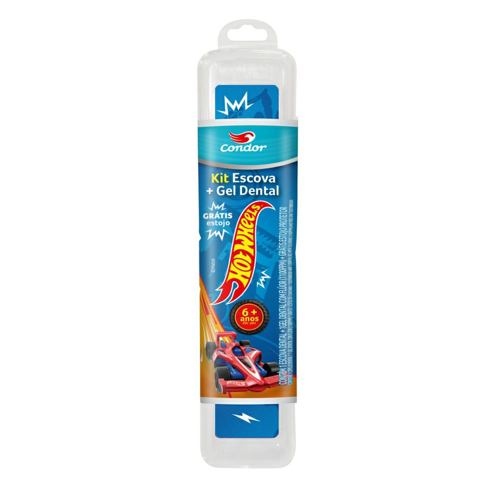 Kit Condor Hot Wheels Escova Dental Infantil 1 Unidade + Gel Dental ...