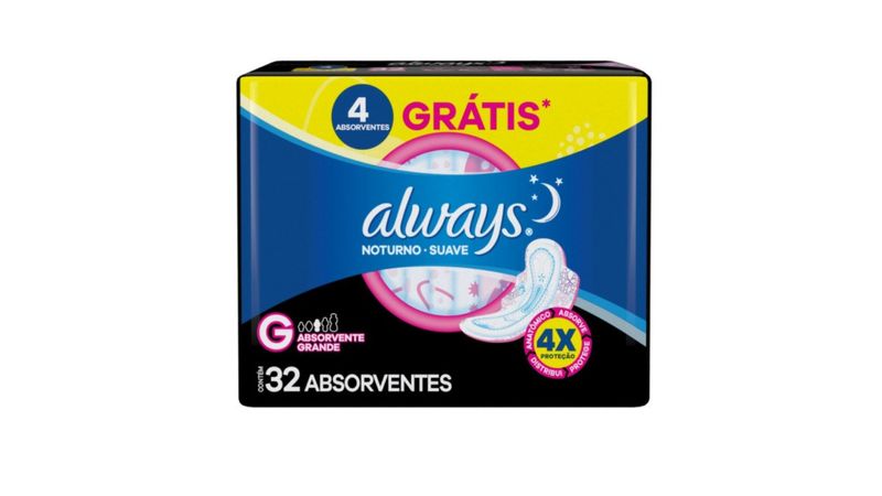 Absorvente Always Noturno Tamanho G Seca 32 Unidades - Drogaria