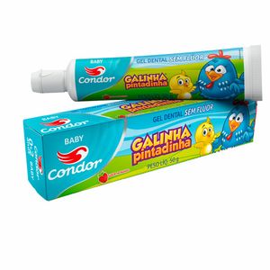 Creme Dental Infantil Condor Baby Galinha Pintadinha Sem Flúor Morango 50g