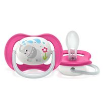 Chupeta Avent Philips Ultra Air Animais 6-18m Rosa Scf081/12 Elefante 1 Unidade