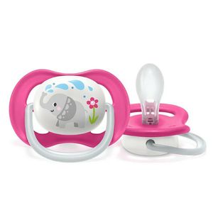 Chupeta Avent Philips Ultra Air Animais 6-18m Rosa Scf081/12 Elefante 1 Unidade