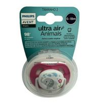 Chupeta Avent Philips Ultra Air Animais 6-18m Rosa Scf081/12 Elefante 1 Unidade