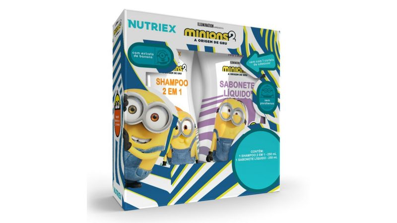 Kit Nutriex Minions 2 Infantil Shampoo 2 Em 1 250ml + Sabonete