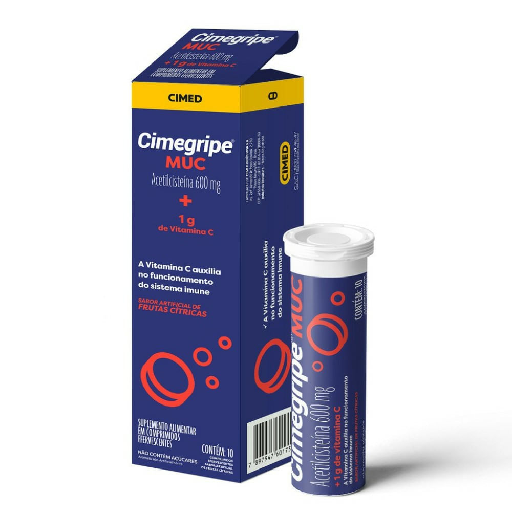 Cimegripe Muc 600mg + Vitamina C 1g 10 Comprimidos Efervescentes