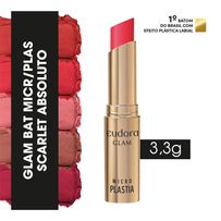 Batom Eudora Glam Micro Plastia Scarlet Absoluto