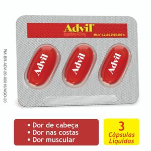 Advil Alívio Rápido Ibuprofeno 400mg 3 Cápsulas