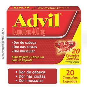 Advil Extra Alívio Ibuprofeno 400mg 20 Cápsulas Gelatinosas