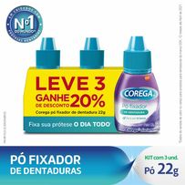 Kit Corega Pó Fixador Leve 3 Ganhe 20% De Desconto