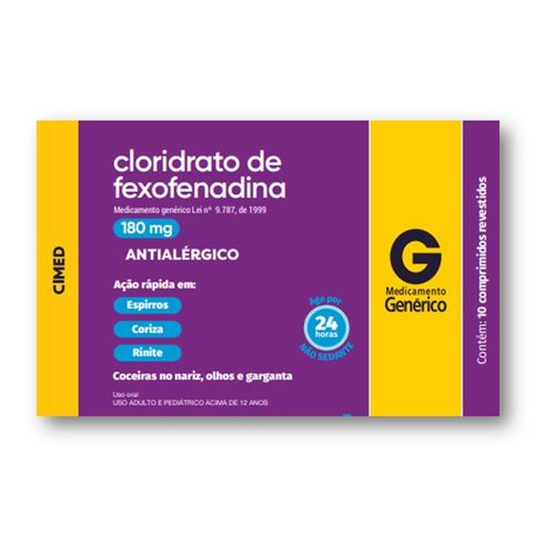Cloridrato de Fexofenadina 180mg Cimed 10 Comprimidos Revestidos