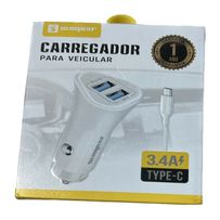 Carregador Para Veicular Sumexr Tipo C/Usb Sx C20 3.4A