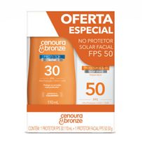 Kit Cenoura e Bronze Protetor Solar FPS30 110ml + Protetor Solar Facial FPS50 Toque Seco 50g
