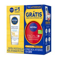 Kit Nivea Protetor Solar Facial Antissinais FPS70 40ml + Creme Facial 5 Em 1 Antissinais 100ml