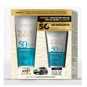 Kit LOreal Paris Solar Expertise Supreme Protec 4 Protetor Solar Corporal FPS50 200ml + Protetor Solar Corporal FPS50 120ml