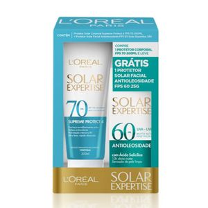 Kit L'Oréal Paris Solar Expertise Protetor Solar Corporal Supreme Protect 4 FPS70 200ml + Protetor Solar Facial Antioleosidade FPS60 25g