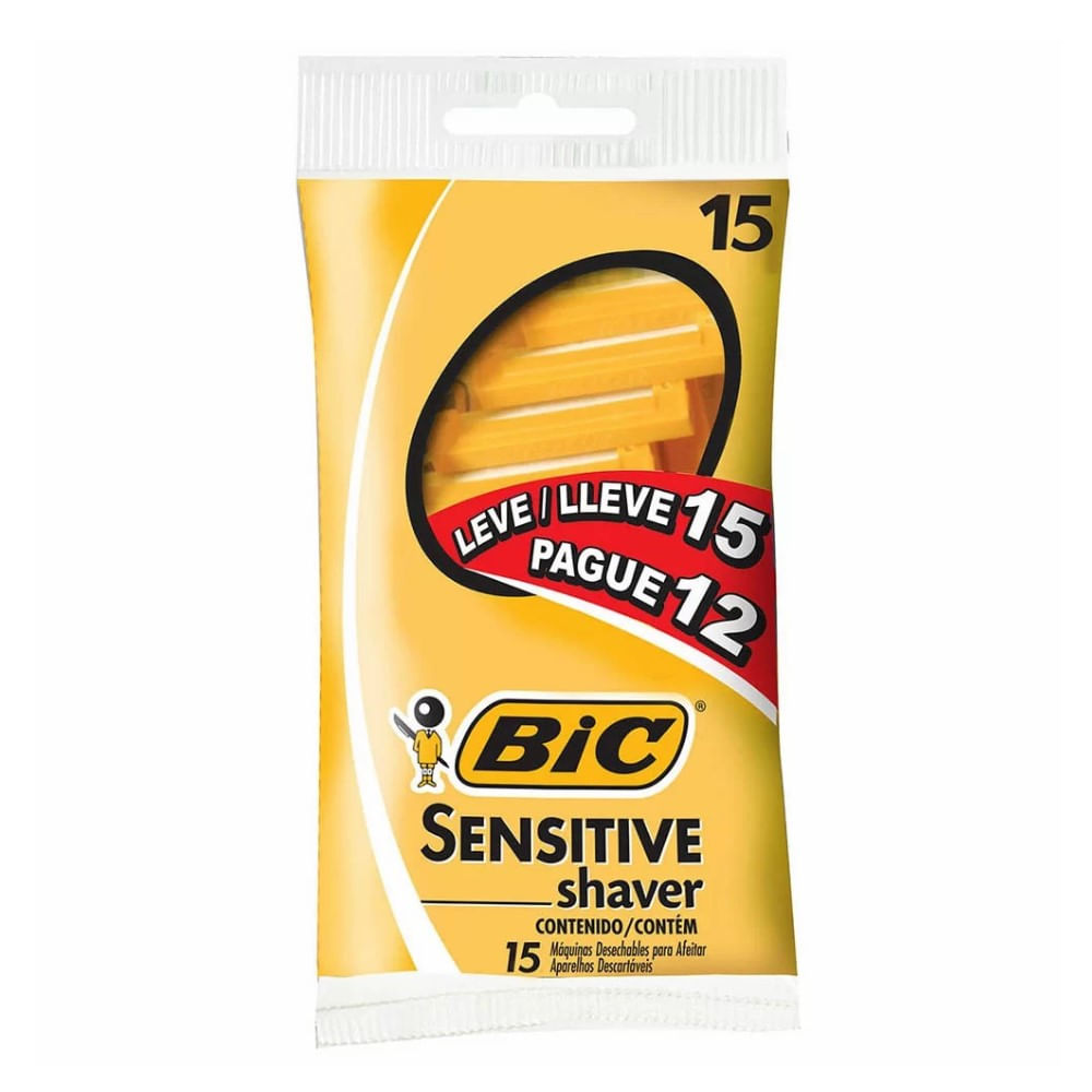 Aparelho de Barbear Bic Sensitive Shaver Leve 15 pague 12