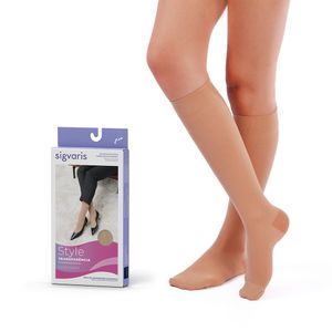 Meia 3/4 Panturrilha Sigvaris Style Transparência Ever Sheer Nude M2 1 Par