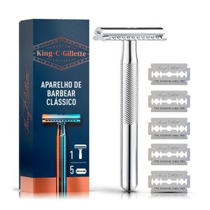 Aparelho De Barbear Clássico King C Gillette 5 Lâminas