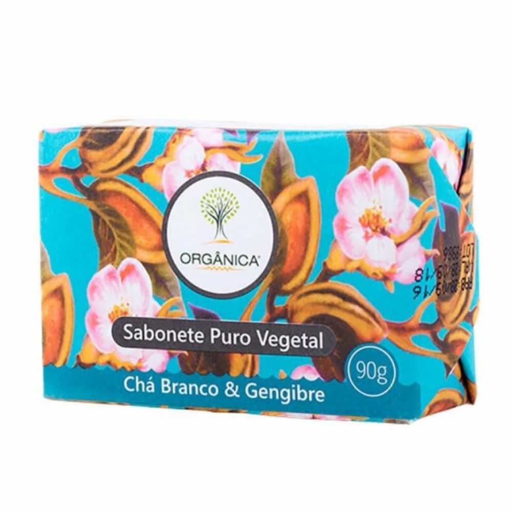 Sabonete Em Barra Puro Vegetal Orgânica Chá Branco e Gengibre 90g
