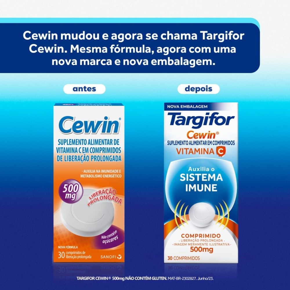 Vitamina C Targifor Cewin 500mg 30 Comprimidos - Drogaria Venancio