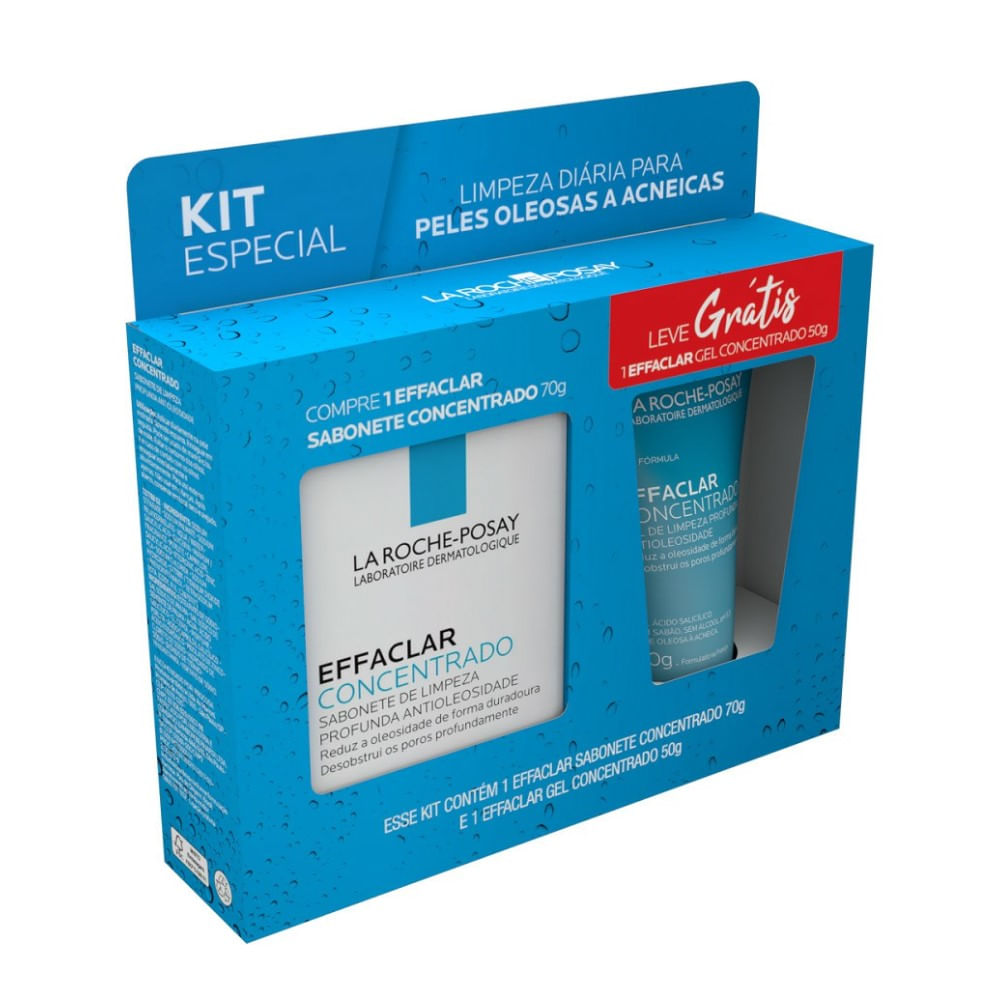 Kit La Roche Posay Effaclar Concentrado Sabonete De Limpeza Profunda 70g + Gel De Limpeza Profunda 50g