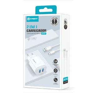 Carregador De Parede Sumexr Cabo Micro USB SX FC58 V8 1 Unidade