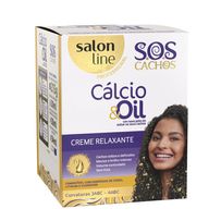Creme De Relaxamento Salon Line Guanidina Cálcio E Oil Sos Cachos Kit