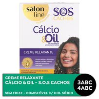 Creme De Relaxamento Salon Line Guanidina Cálcio E Oil Sos Cachos Kit