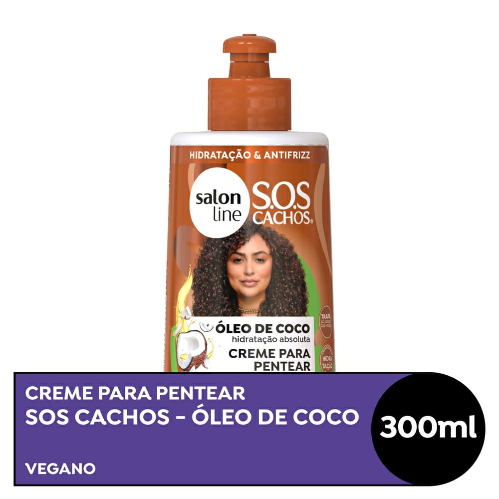 Creme para Pentear Salon Line SOS Cachos Óleo de Coco Hidratação Absoluta  300ml - Drogaria Venancio