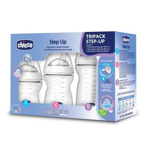 Kit Chicco Step Up Neutro Mamadeira 150ml + Mamadeira 250ml + Mamadeira 330ml