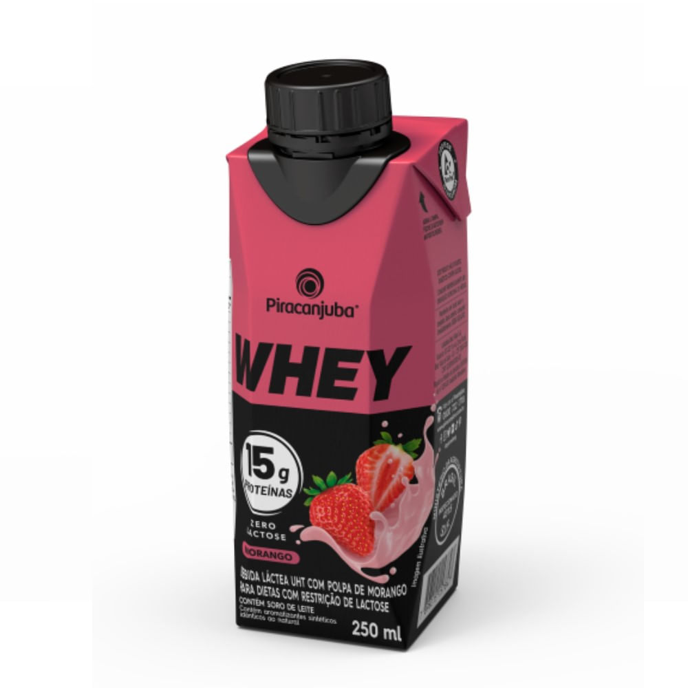Bebida Láctea Piracanjuba Whey 15g Zero Lactose Morango 250ml