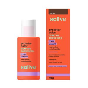 Protetor Solar Sallve FPS60 Cor 100 Toque Seco 40g
