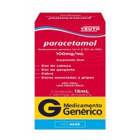 Paracetamol 100mg/ml Teuto Suspensão Oral 15ml + Seringa Dosadora