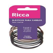 Elásticos Para Cabelos Ricca Sem Metal 2mm 12 Unidades