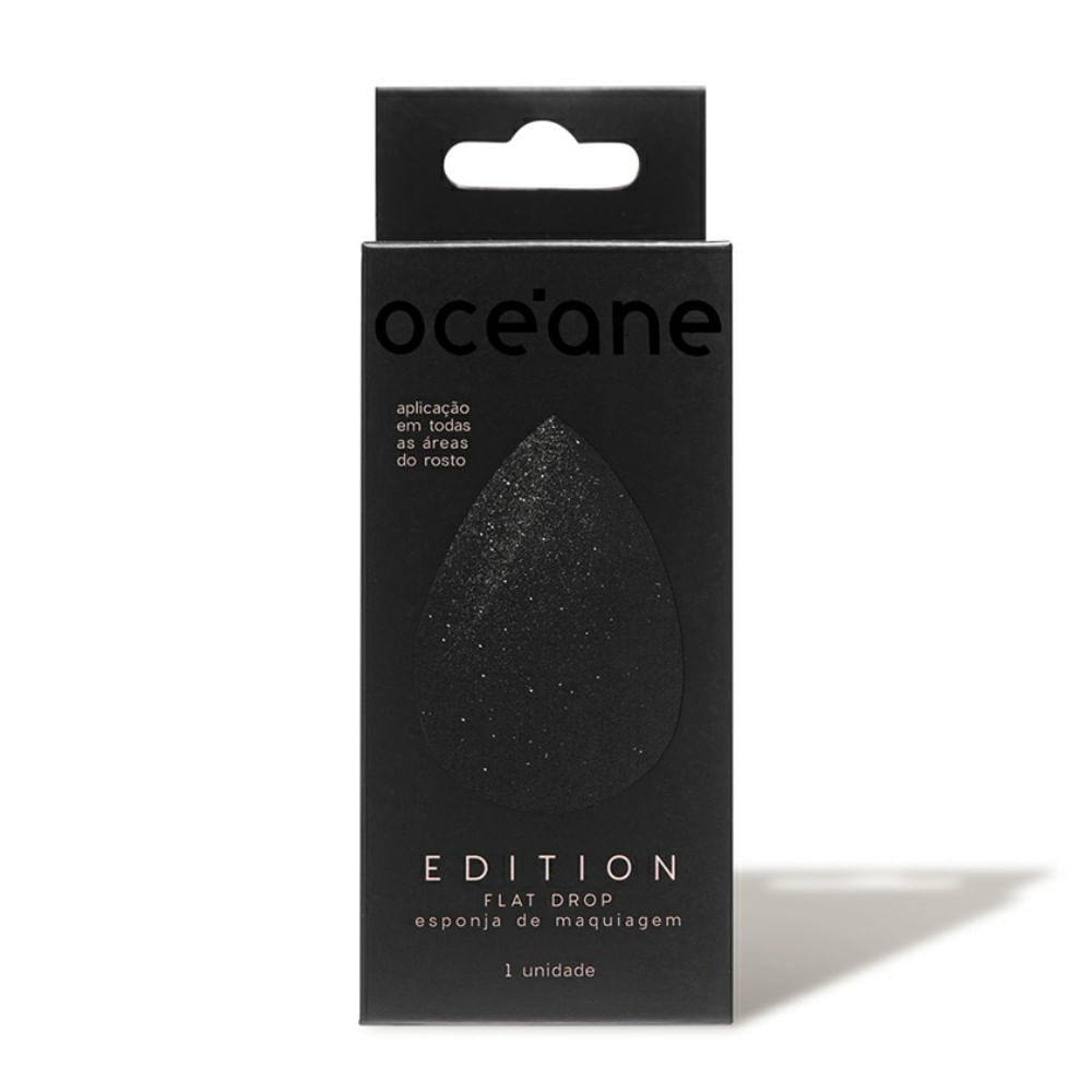 Esponja de Maquiagem Oceane Flat Drop Preta 1 Unidade