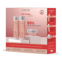 Kit Limpeza Homecare Cadiveu Hair Remedy Shampoo 250ml + Condicionador 250ml + Máscara Reparadora 200ml