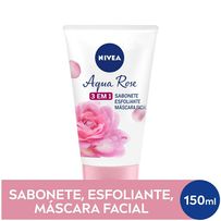 Sabonete, Esfoliante e Máscara Facial Nivea Aqua Rose 3 em 1 150ml