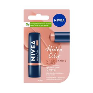 Hidratante Labial Nivea Hidra Color 2 Em 1 Champanhe Nude 4,8g
