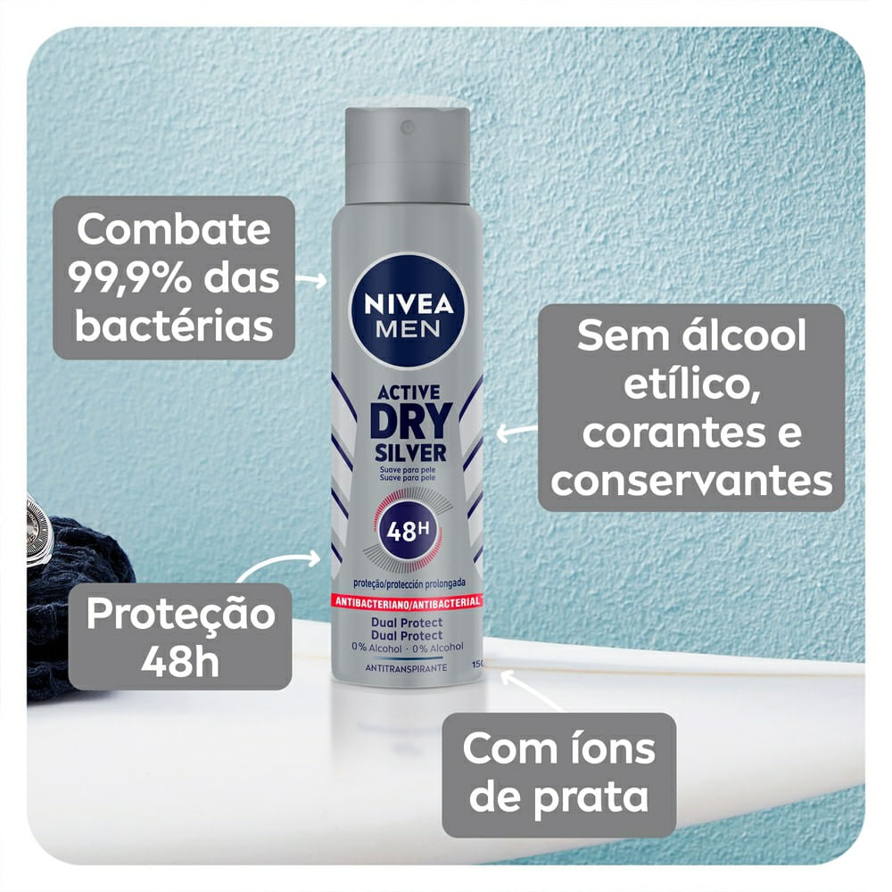 Desodorante Antitranspirante Aerosol Nivea Active Dry Comfort Feminino  200ml - Drogaria Venancio