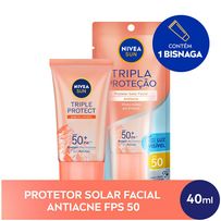 Protetor Solar Facial Nivea Sun Tripla Proteção Loção Antiacne Fps50 40ml
