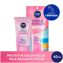 Protetor Solar Facial Nivea Sun Tripla Proteção Loção Pele Radiante Fps50 40ml