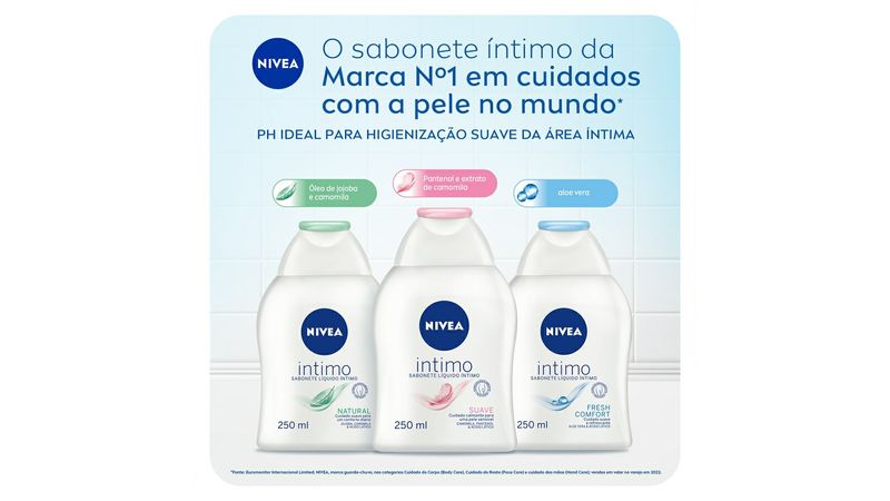 SAB NIVEA INTIMO 250ML FRESH COMFORT - Sabonete Líquido Íntimo Nivea Fresh  Comfort 250ml - NIVEA